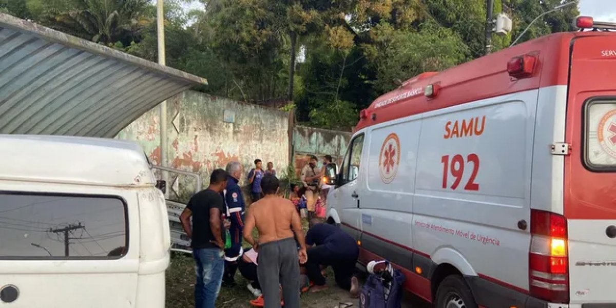 Veículo de transporte escolar bate em muro e criança fica ferida