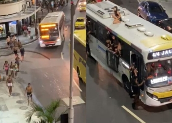Ônibus completamente lotado é flagrado transitando por orla de badala capital do Brasil