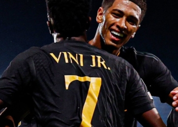 Vini Jr marca e Real Madrid vence na Liga dos Campeões