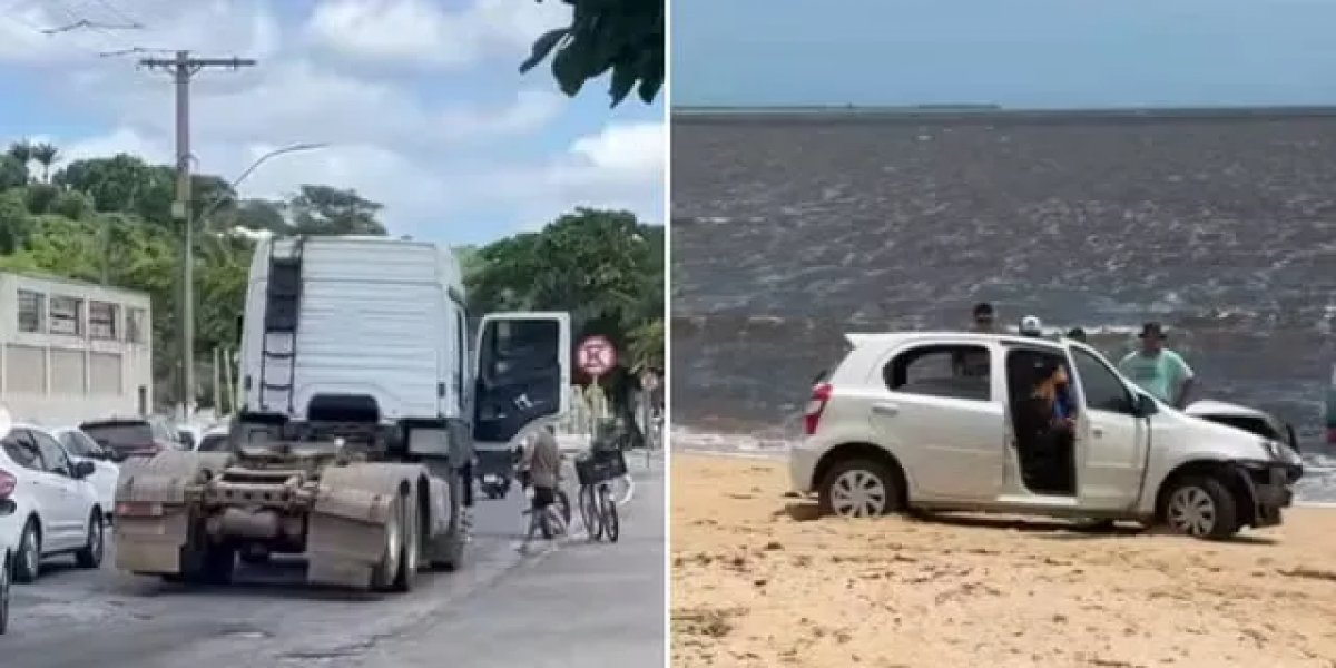 Carro invade faixa de areia em Porto Seguro